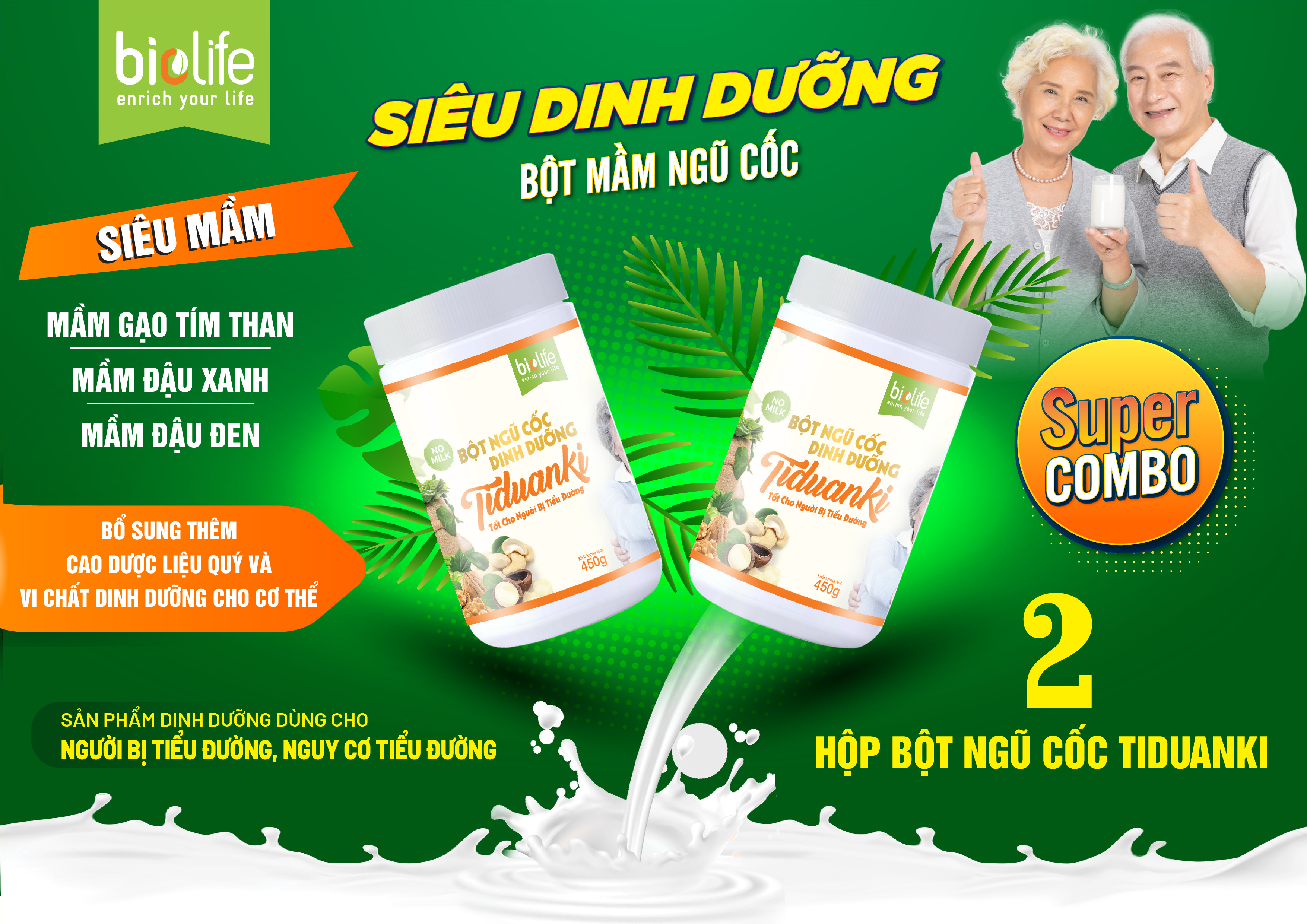 ComBo: Mua 2 hộp tặng 1 hộp Bột Mầm Tiểu Đường TIDUANKI